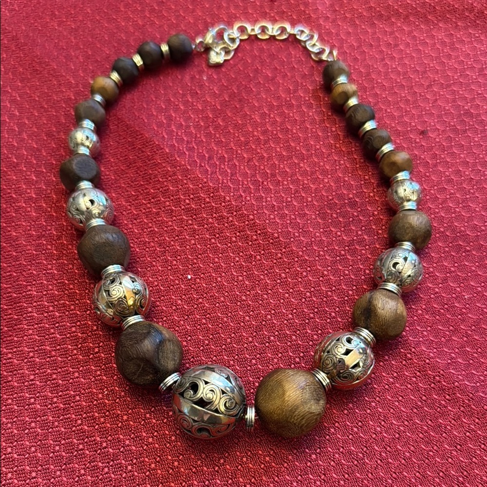 Brighton Elegant Silver and Brown Beaded Necklace